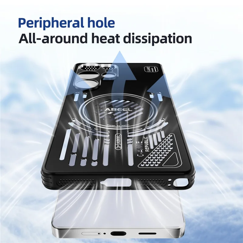 ABEEL Pour Samsung Galaxy S25+ Étui Magnétique en Alliage d'Aluminium + PC + TPU à Dissipation Thermique - Noir
