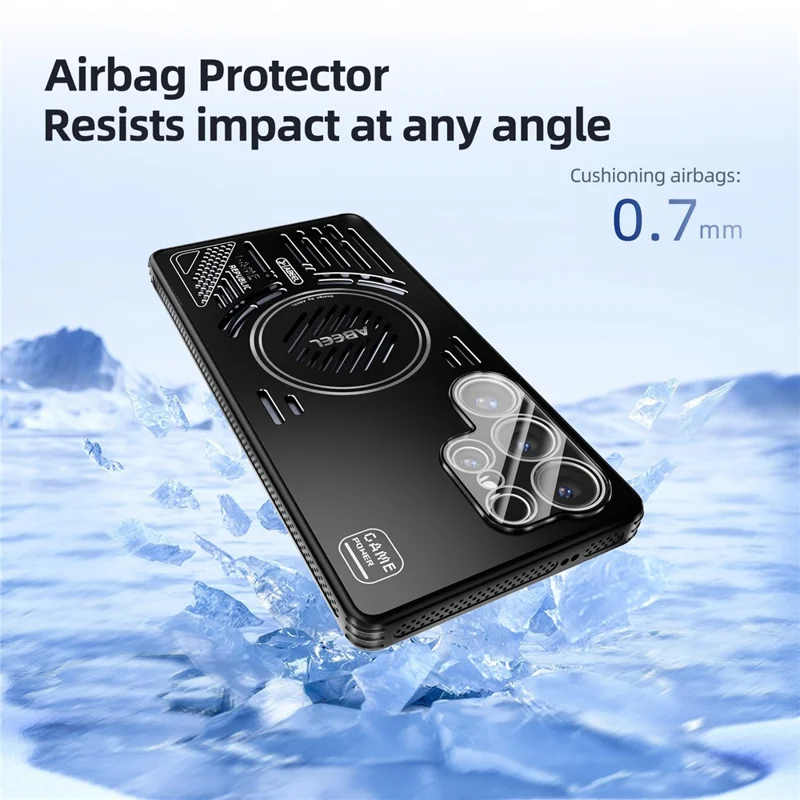 ABEEL Pour Samsung Galaxy S25+ Étui Magnétique en Alliage d'Aluminium + PC + TPU à Dissipation Thermique - Noir