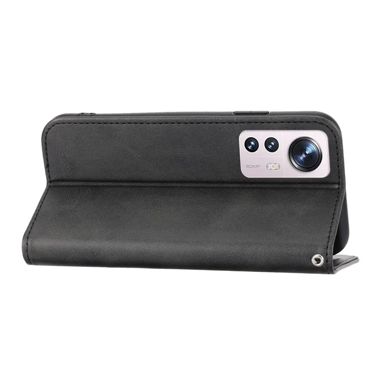 Para Xiaomi 12x 5g / 12 5G / 12S 5G Case de Teléfonos Celulares Patrón de Rombo Impreso Case de Textura de Ternero - Negro