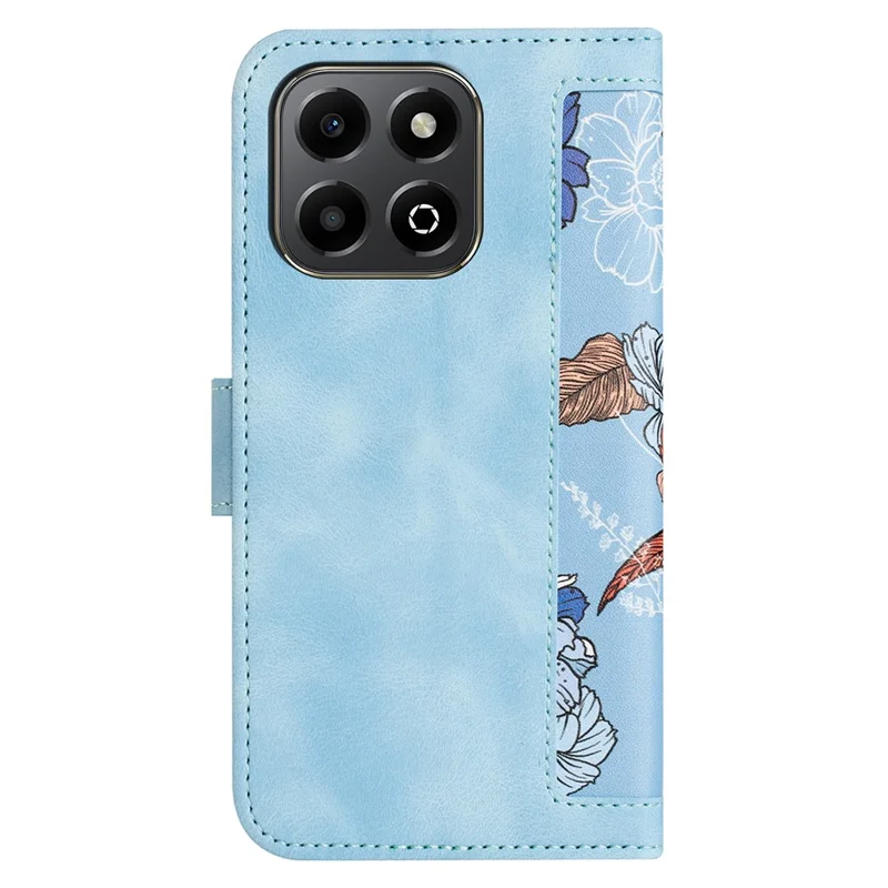 For Honor 400 Smart Case PU Leather Floral Phone Cover with Card Slots / Wrist Strap - Baby Blue