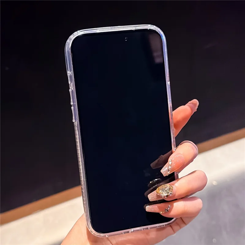 For iPhone 17 Pro Case Rhinestone Edge Glitter Back TPU + PC IMD Phone Cover - Glitter Little Stars