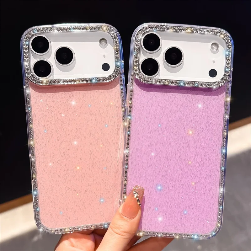 For iPhone 17 Pro Case Rhinestone Edge Glitter Back TPU + PC IMD Phone Cover - Glitter Little Stars
