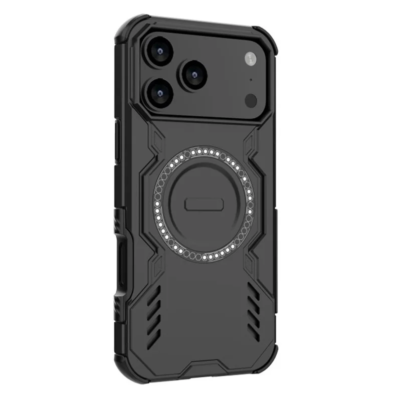 WANLONFENG DJ Series per iPhone 17 Pro Max Cover Magnetico PC TPU con 2 Pellicole Protettive Schermo (Foro Grande per Lente) - Nero