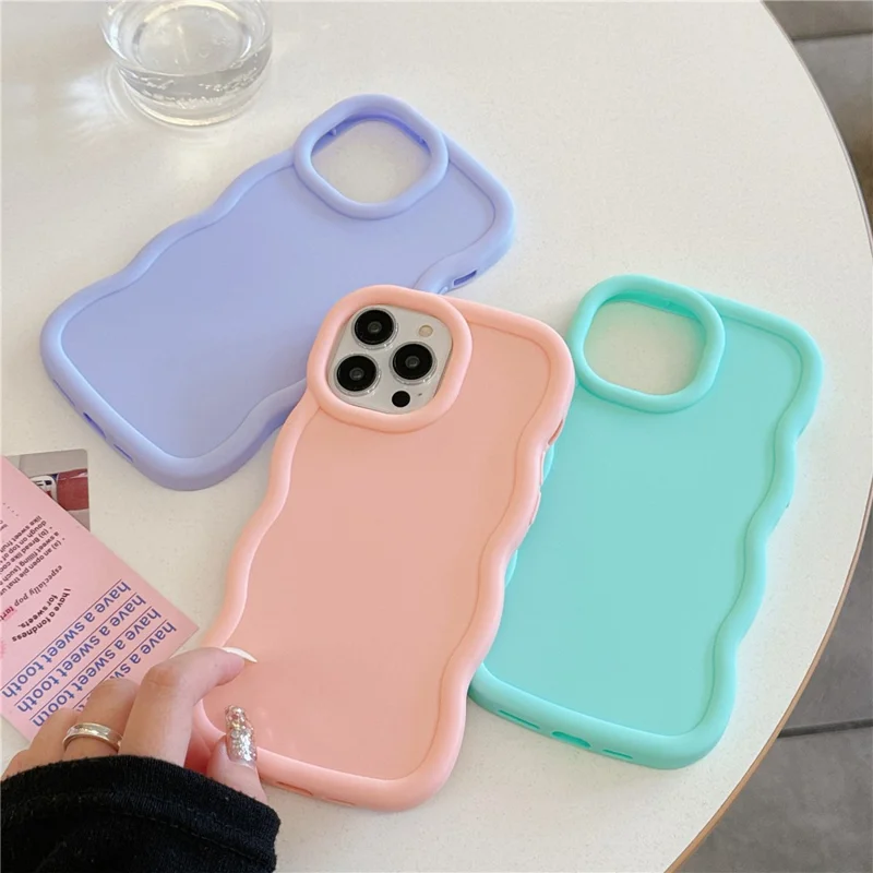 Bulk Purchasing For iPhone 16 Pro Case Wave Edge Anti Drop TPU Phone Back Cover - Light Pink