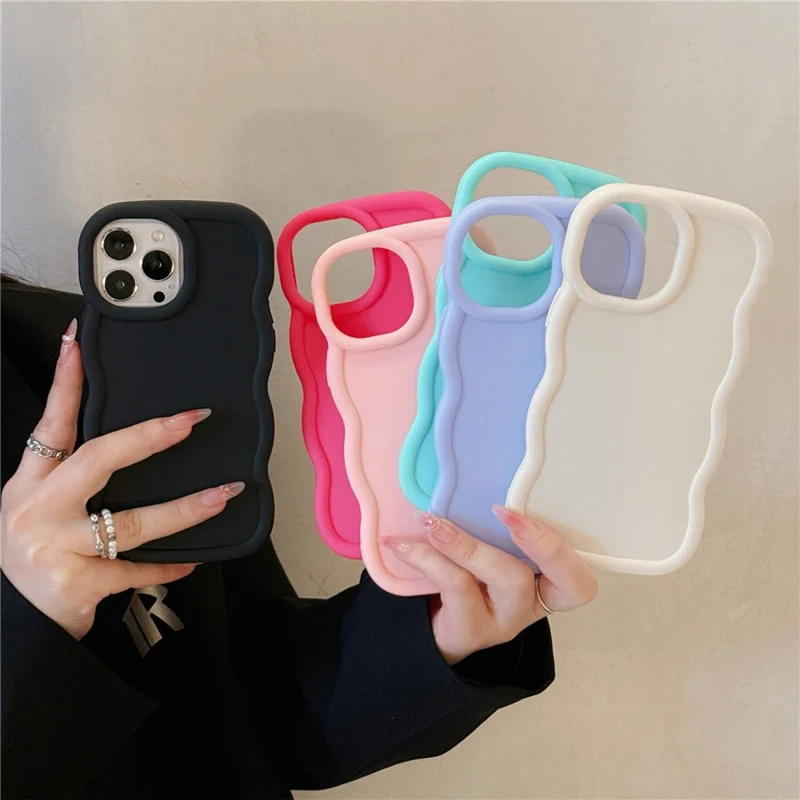 Bulk Purchasing For iPhone 16 Pro Case Wave Edge Anti Drop TPU Phone Back Cover - Light Pink