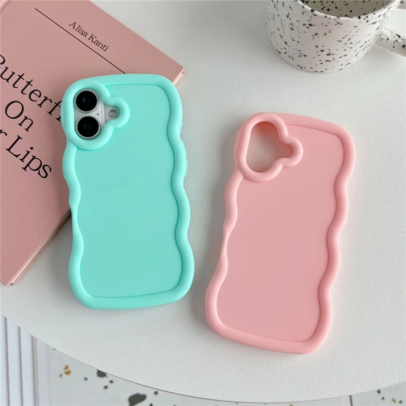 Bulk Purchasing For iPhone 16 Case Wave Edge Anti Drop TPU Phone Back Cover - Light Pink