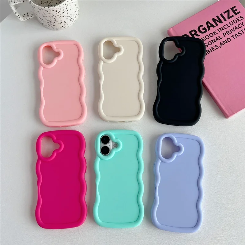 Bulk Purchasing For iPhone 16 Case Wave Edge Anti Drop TPU Phone Back Cover - Light Pink