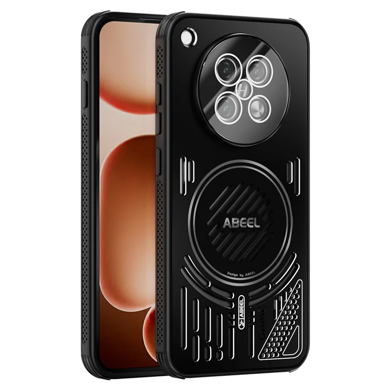 ABEEL For Oppo Find X8s 5G Magnetic Case Aluminium Alloy + PC + TPU Hollow Heat Dissipation Phone Cover - Black