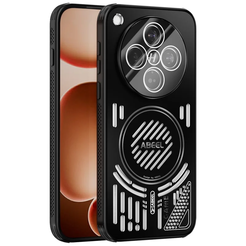 ABEEL For Oppo Find X8s+ 5G Magnetic Case Aluminium Alloy + PC + TPU Hollow Heat Dissipation Phone Cover - Black