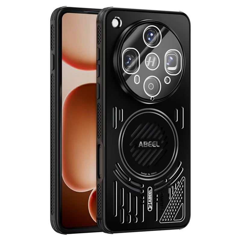 ABEEL For Oppo Find X8 Ultra 5G Magnetic Case Aluminium Alloy + PC + TPU Hollow Heat Dissipation Phone Cover - Black