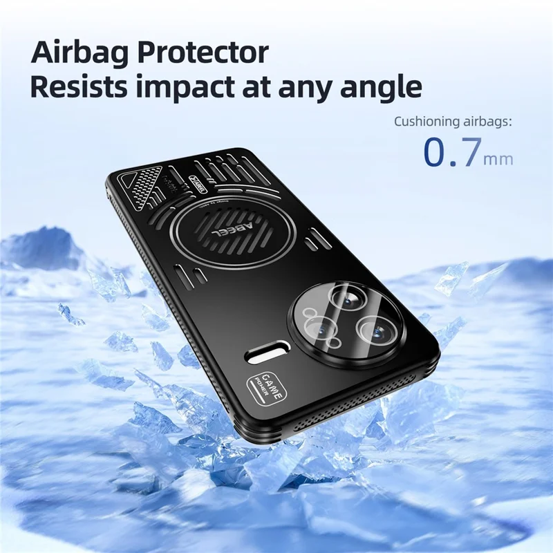 ABEEL pour Xiaomi Redmi K80 5G / Poco F7 Pro 5G Étui Magnétique en Alliage d'Aluminium + PC + TPU avec Dissipation Thermique - Noir