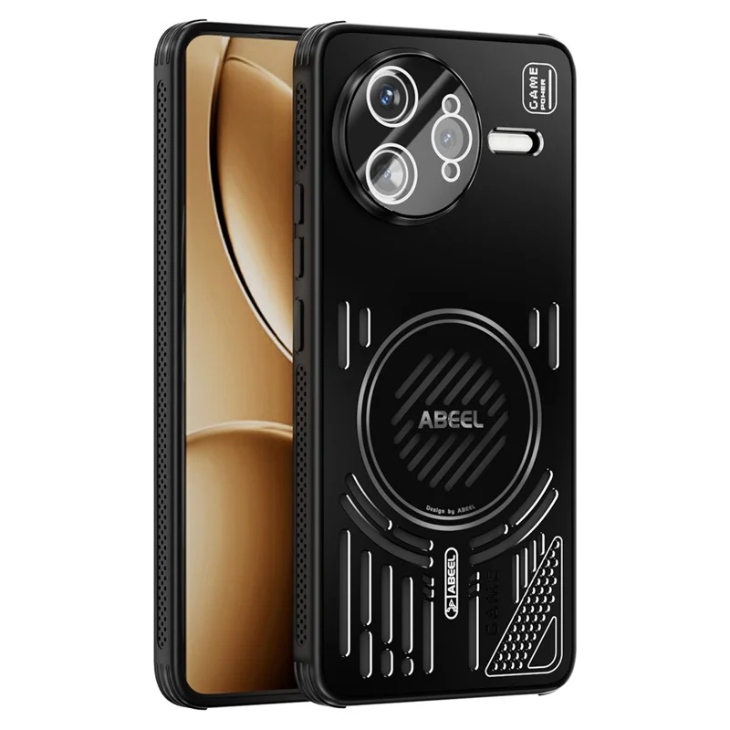 ABEEL per Xiaomi Redmi K80 Pro 5G / Poco F7 Ultra 5G Cover Magnetica in Lega di Alluminio + PC + TPU con Dissipazione del Calore - Nero