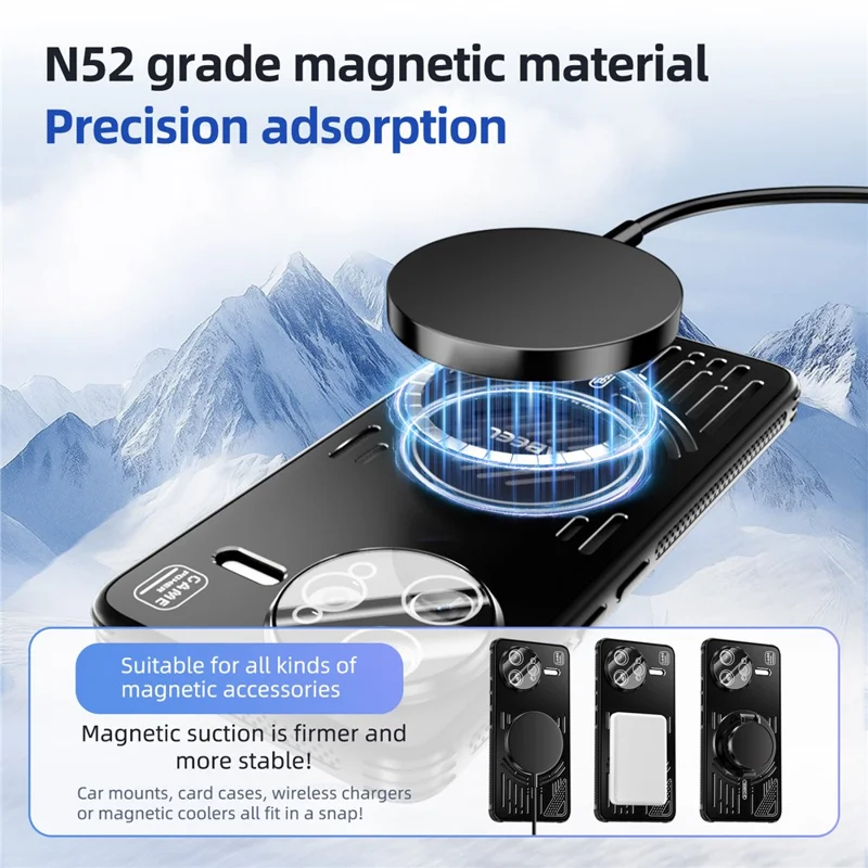 ABEEL per Xiaomi Redmi K80 Pro 5G / Poco F7 Ultra 5G Cover Magnetica in Lega di Alluminio + PC + TPU con Dissipazione del Calore - Nero