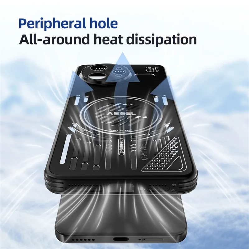 ABEEL per Xiaomi Redmi K80 Pro 5G / Poco F7 Ultra 5G Cover Magnetica in Lega di Alluminio + PC + TPU con Dissipazione del Calore - Nero