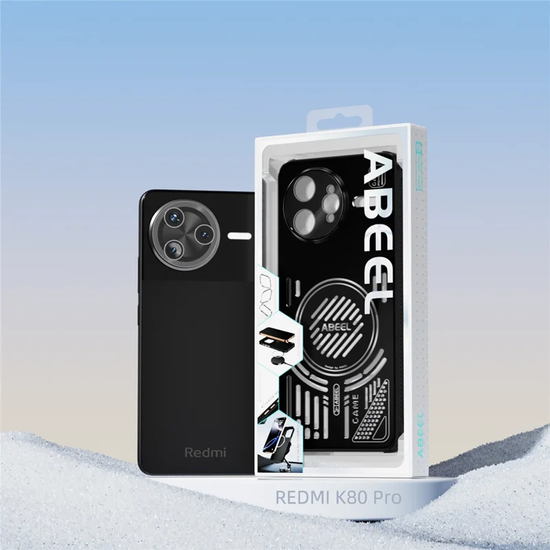 ABEEL per Xiaomi Redmi K80 Pro 5G / Poco F7 Ultra 5G Cover Magnetica in Lega di Alluminio + PC + TPU con Dissipazione del Calore - Nero