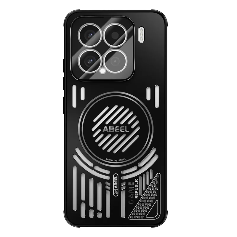 ABEEL For Xiaomi 15 Magnetic Case Aluminium Alloy + PC + TPU Hollow Heat Dissipation Phone Cover - Black