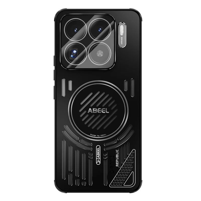 Funda magnética ABEEL para Xiaomi 15S Pro, de aleación de aluminio + PC + TPU, con disipación de calor hueca - Negro
