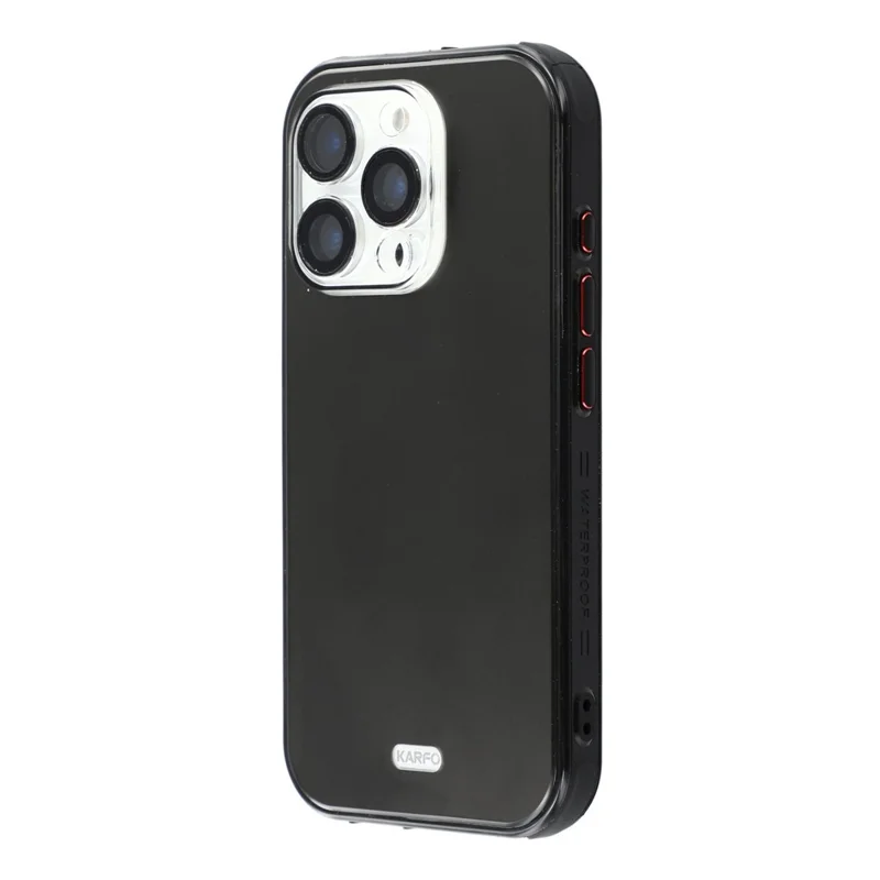 KARFO For iPhone 16 Pro Waterproof Case IP68 TPU PC Phone Cover with Screen Protector  /  Installation Tool - Black