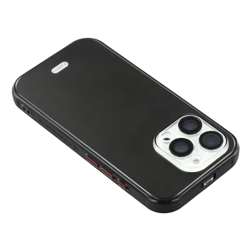 KARFO For iPhone 16 Pro Waterproof Case IP68 TPU PC Phone Cover with Screen Protector  /  Installation Tool - Black