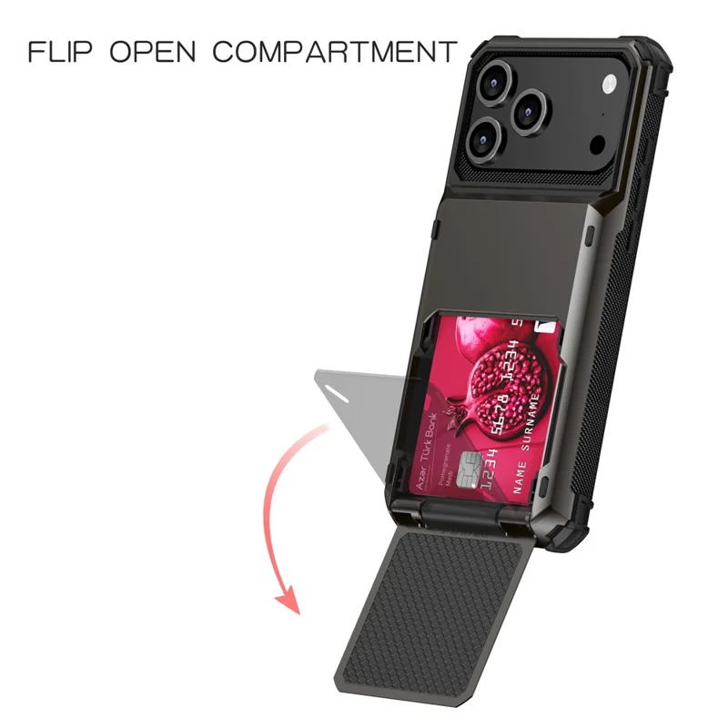 For iPhone 17 Pro Max Case PC + TPU Dual Layer Back Phone Cover with Card Holder - White