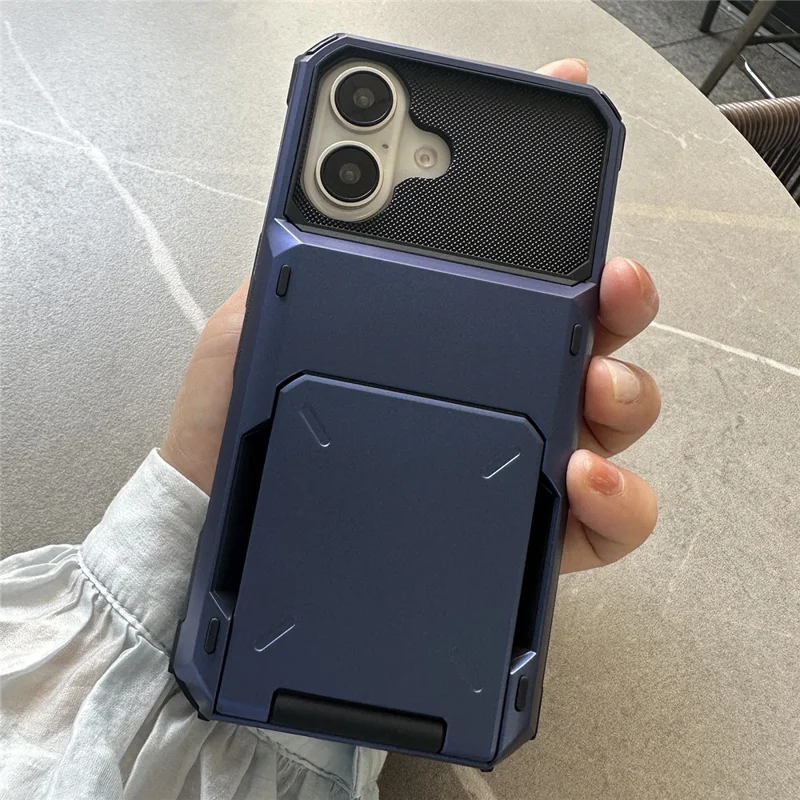 Étui pour iPhone 17 PC + TPU Double Couche avec Porte-Carte - Bleu
