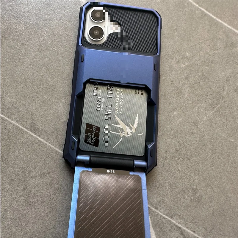 Étui pour iPhone 17 PC + TPU Double Couche avec Porte-Carte - Bleu