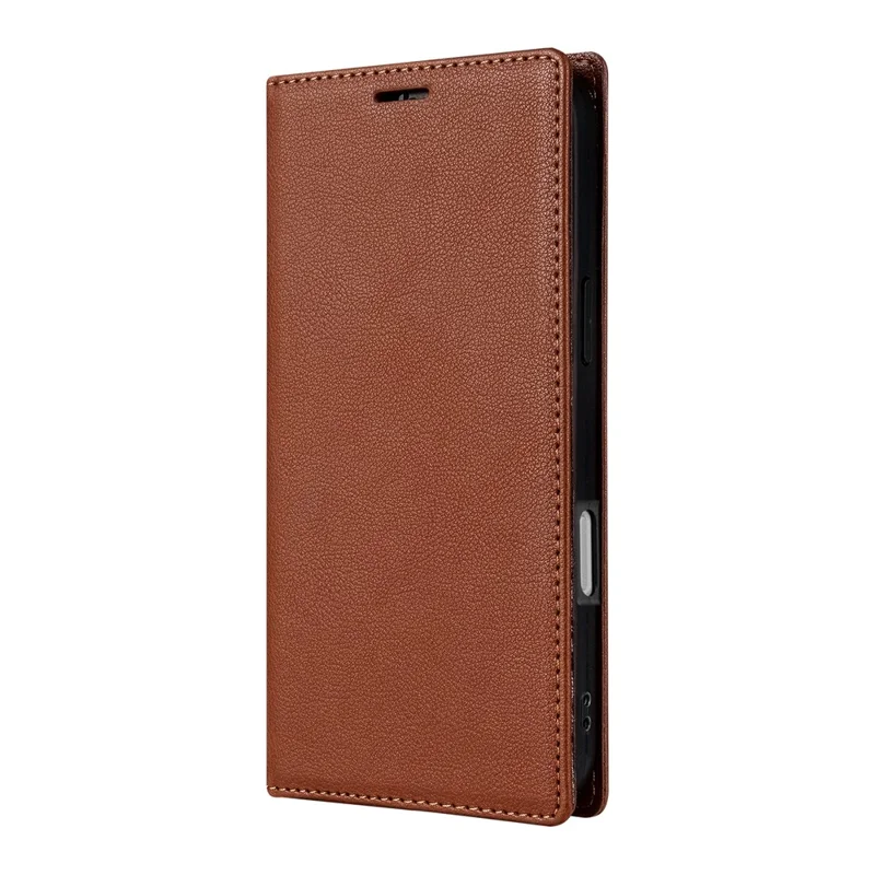 For iPhone 17 Wallet Case Magnetic Closure PU Leather Phone Cover - Brown