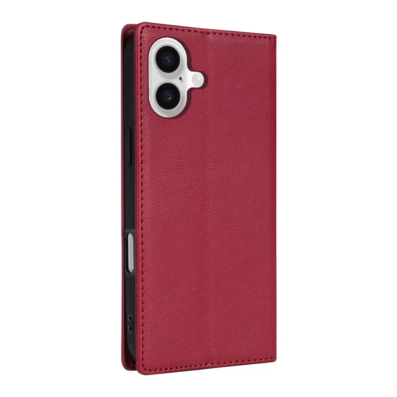 For iPhone 17 Wallet Case Magnetic Closure PU Leather Phone Cover - Red