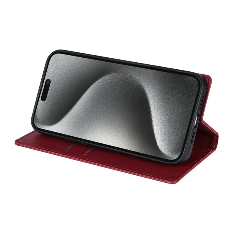 For iPhone 17 Wallet Case Magnetic Closure PU Leather Phone Cover - Red