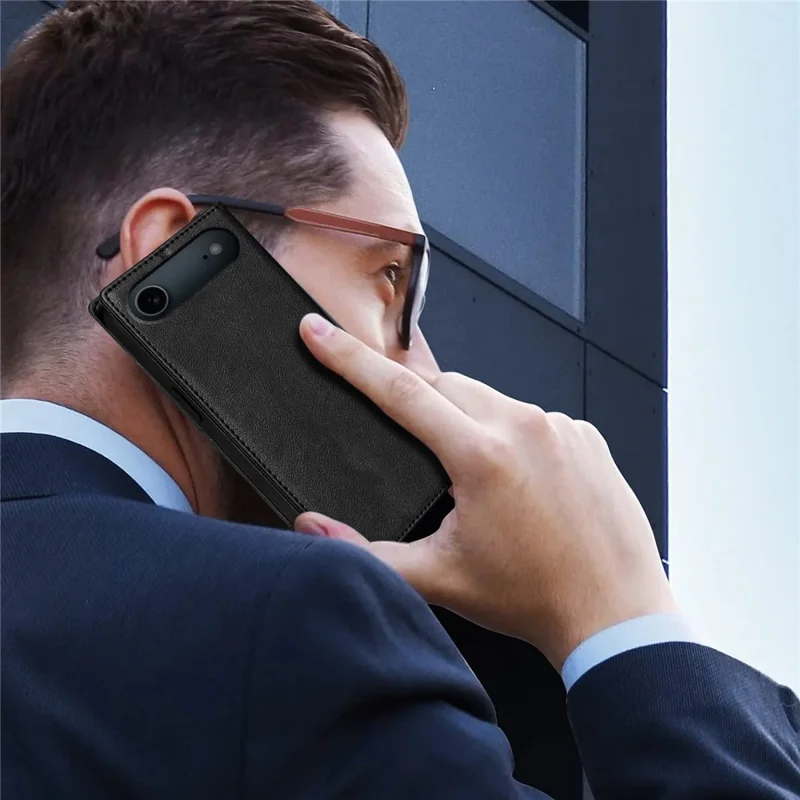 Funda Tipo Cartera de Cuero PU para iPhone 17 con Cierre Magnético - Negro