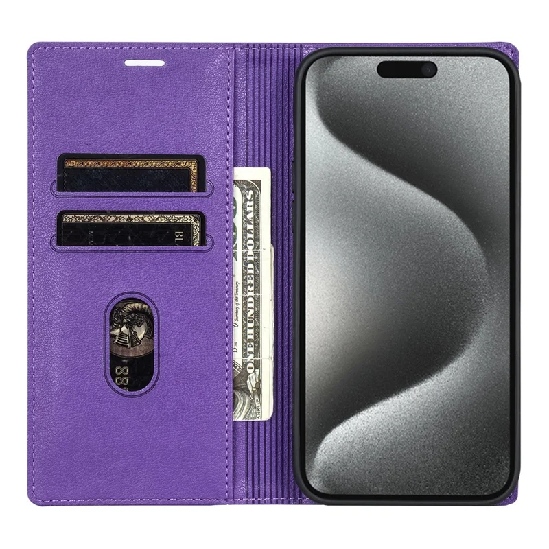 For iPhone Air Wallet Case Magnetic Closure PU Leather Phone Cover - Purple