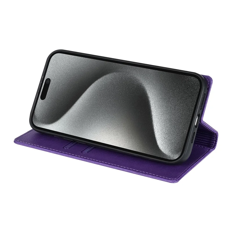 For iPhone Air Wallet Case Magnetic Closure PU Leather Phone Cover - Purple