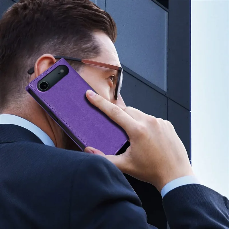 For iPhone Air Wallet Case Magnetic Closure PU Leather Phone Cover - Purple