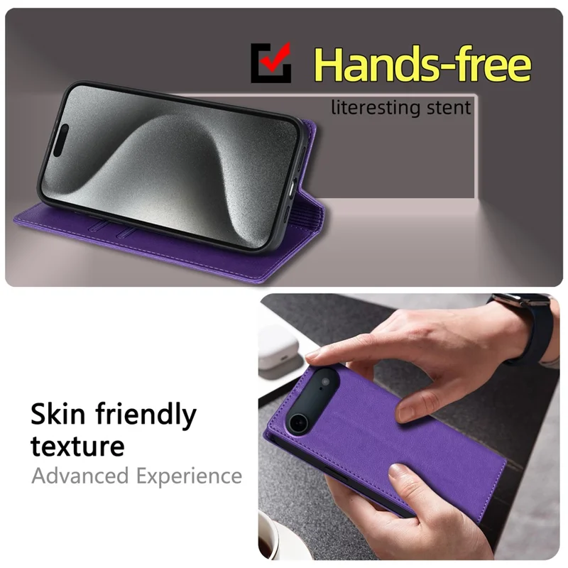 For iPhone Air Wallet Case Magnetic Closure PU Leather Phone Cover - Purple