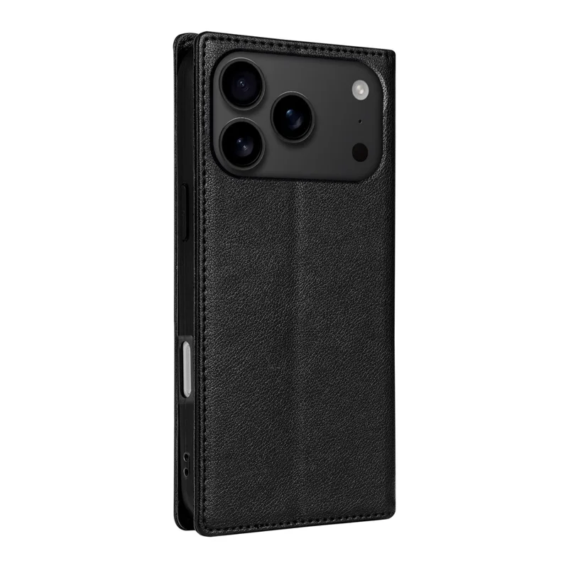 Funda de cartera para iPhone 17 Pro Max Cierre magnético Cubierta de teléfono de piel de PU - Negro
