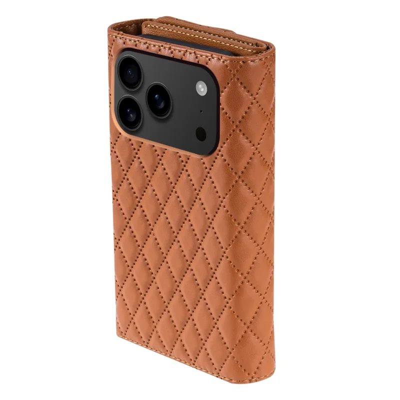 BKS-002 Funda Tipo Cartera de Cuero PU con Soporte y Correa para Hombro para iPhone 17 Pro - Marrón