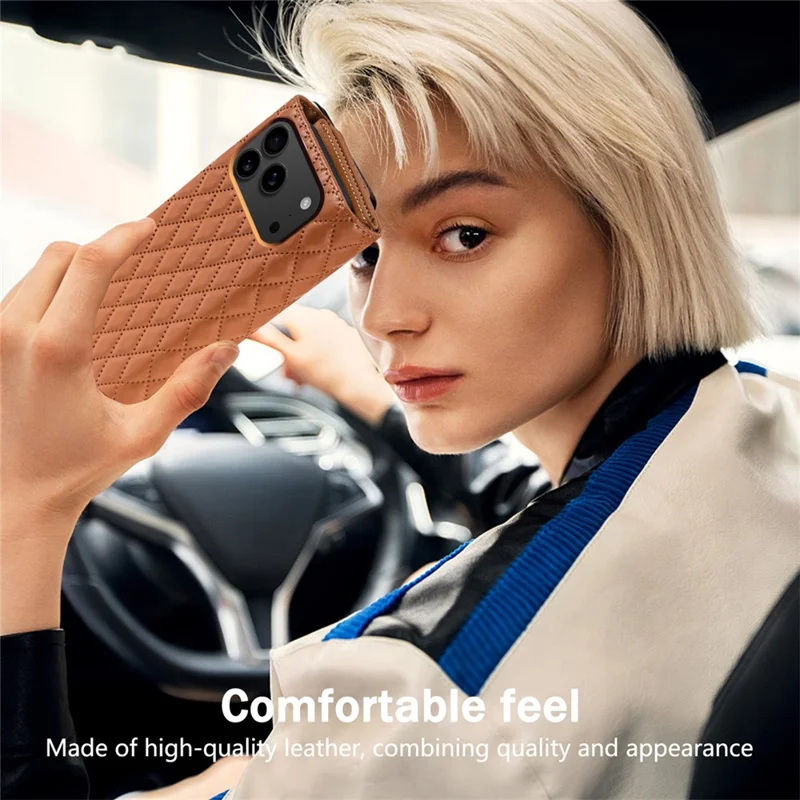 BKS-002 Funda Tipo Cartera de Cuero PU con Soporte y Correa para Hombro para iPhone 17 Pro - Marrón