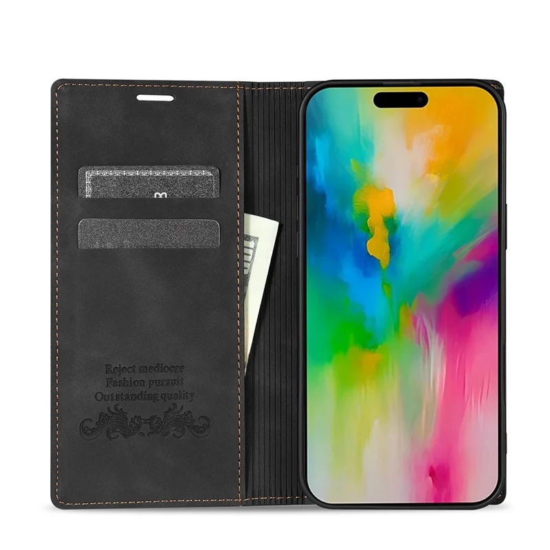 Capa Carteira Magnética de Couro para iPhone 17 - Preto