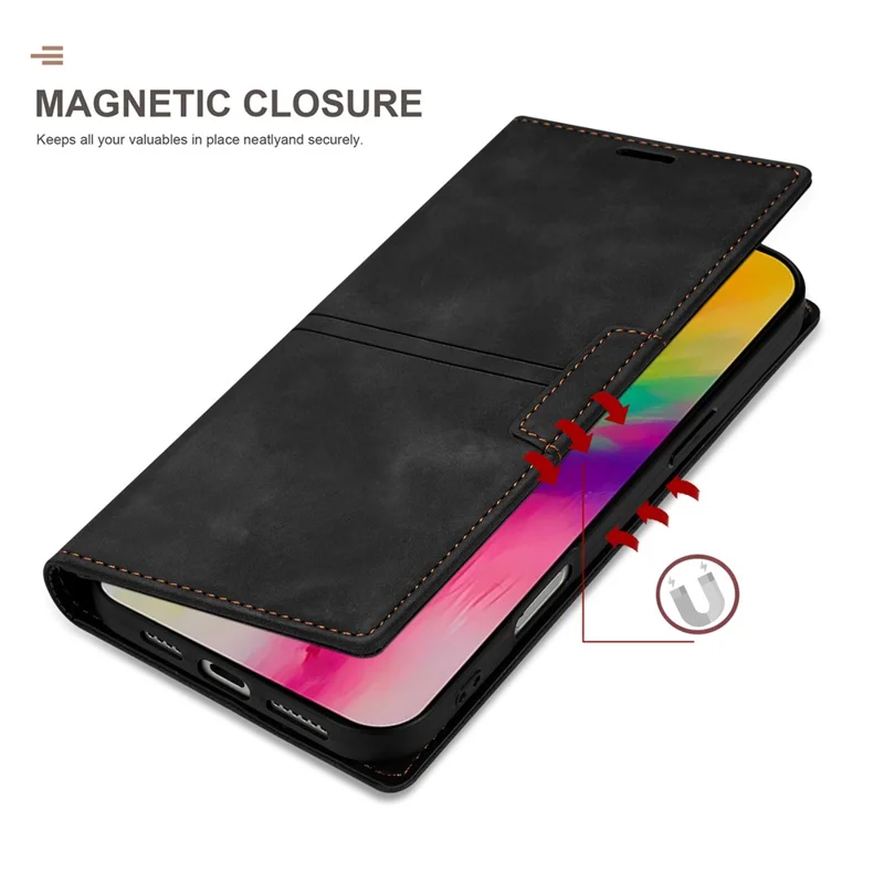 Capa Carteira Magnética de Couro para iPhone 17 - Preto