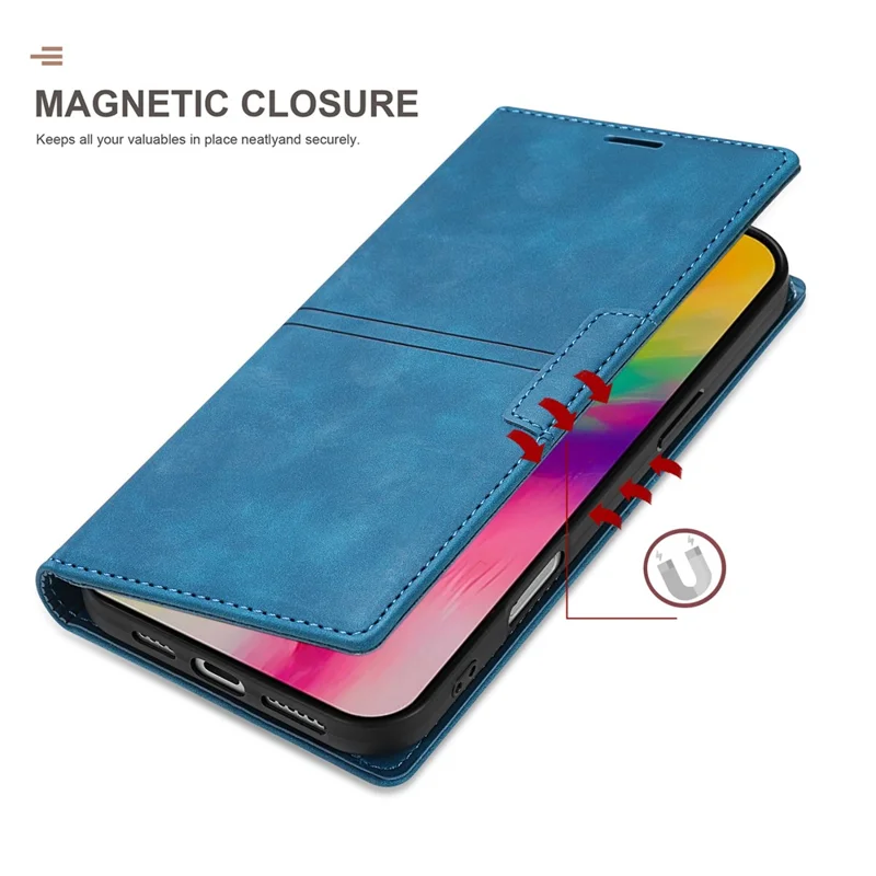 For iPhone Air Wallet Case Magnetic Closing Leather Phone Cover - Blue