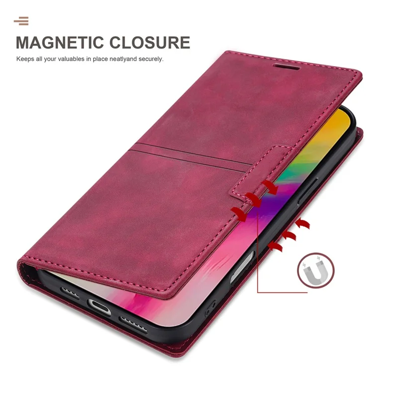 Für iPhone 17 Pro Geldbörse Tasche Magnetverschluss Leder Handyhülle - Weinrot