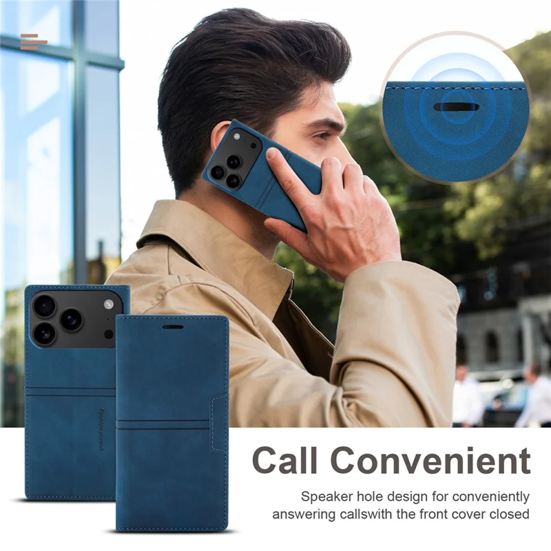 Cover a portafoglio magnetico in pelle per iPhone 17 Pro Max - Blu