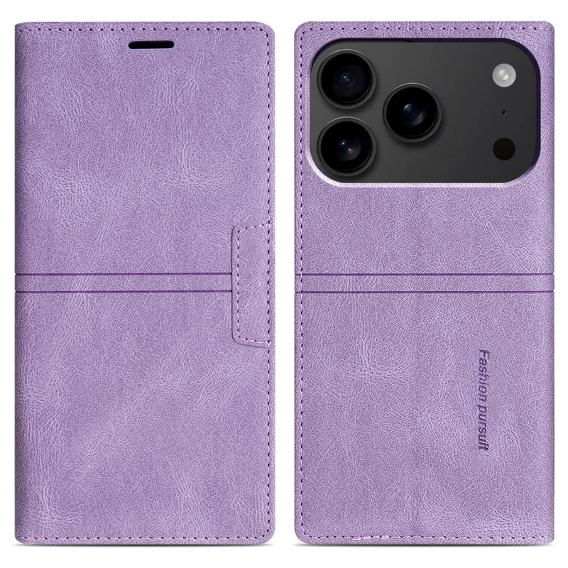 For iPhone 17 Pro Max Wallet Case Magnetic Closing Leather Phone Cover - Purple