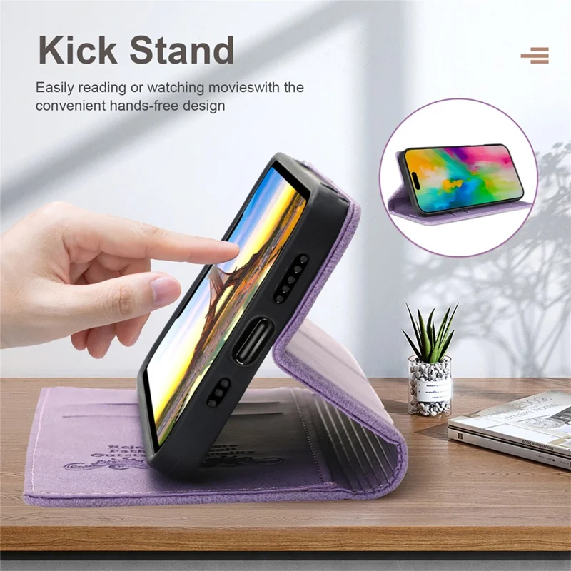 For iPhone 17 Pro Max Wallet Case Magnetic Closing Leather Phone Cover - Purple