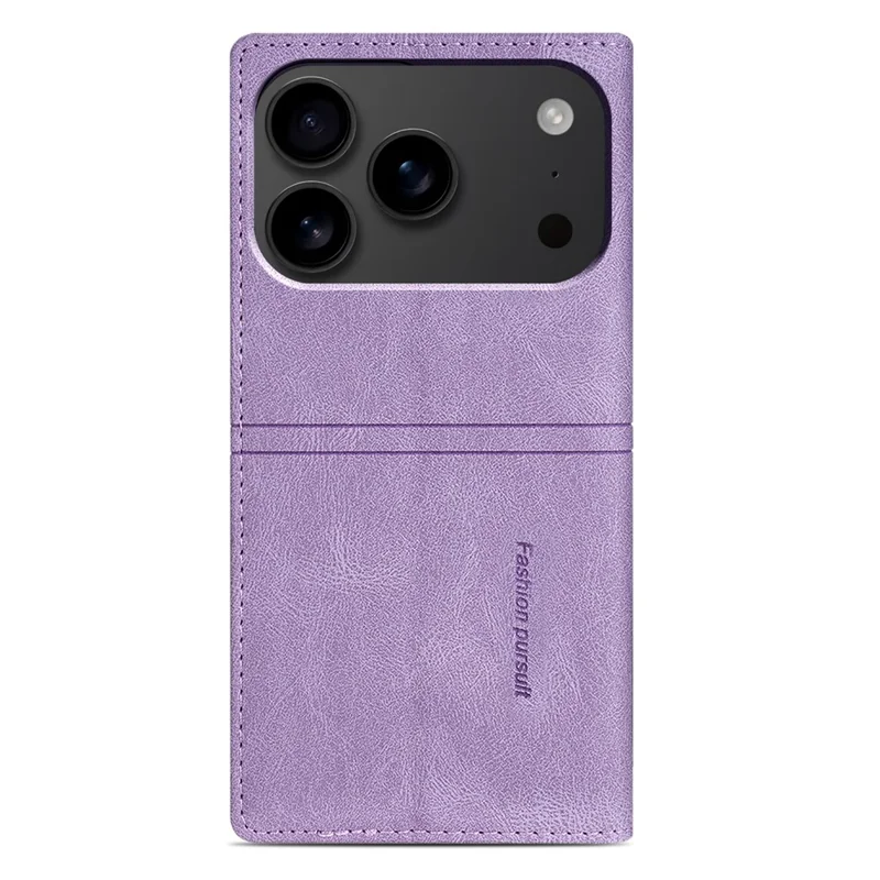 For iPhone 17 Pro Max Wallet Case Magnetic Closing Leather Phone Cover - Purple