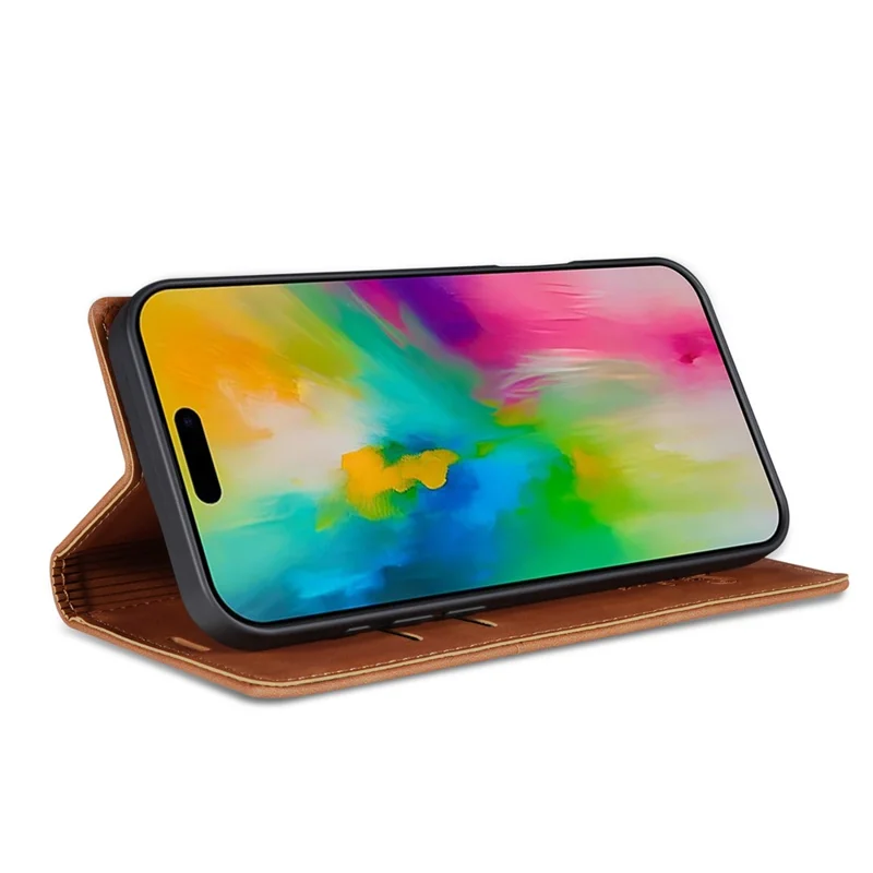 For iPhone 18 Pro Max / 17 Pro Max Wallet Case Magnetic Closing Leather Phone Cover - Brown