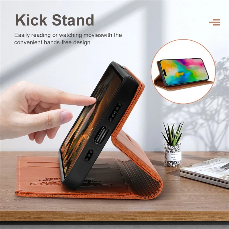 For iPhone 18 Pro Max / 17 Pro Max Wallet Case Magnetic Closing Leather Phone Cover - Brown