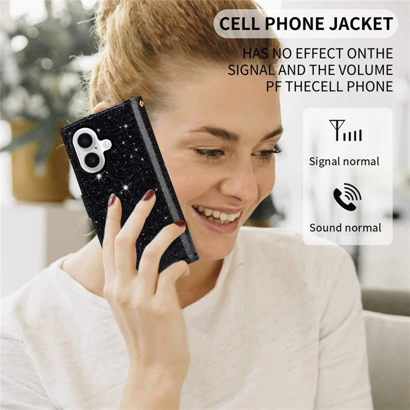 For iPhone 17 Case Starry Sky Carving Leather Wallet Phone Cover with Wrist Strap - Black