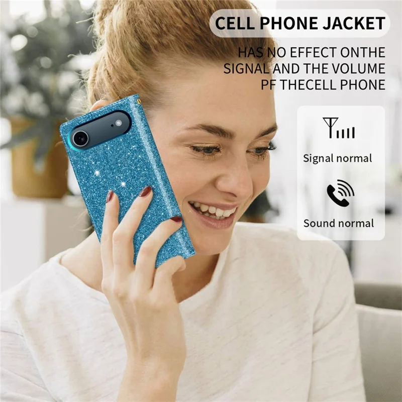 For iPhone Air Case Starry Sky Carving Leather Wallet Phone Cover with Wrist Strap - Blue