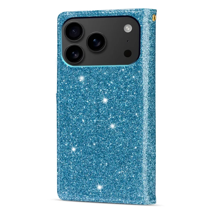 For iPhone 17 Pro Case Starry Sky Carving Leather Wallet Phone Cover with Wrist Strap - Blue